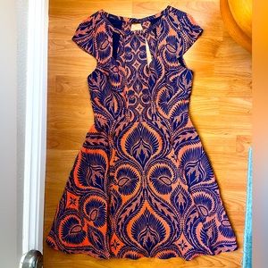 Tracy Reese orange print dress with cutouts